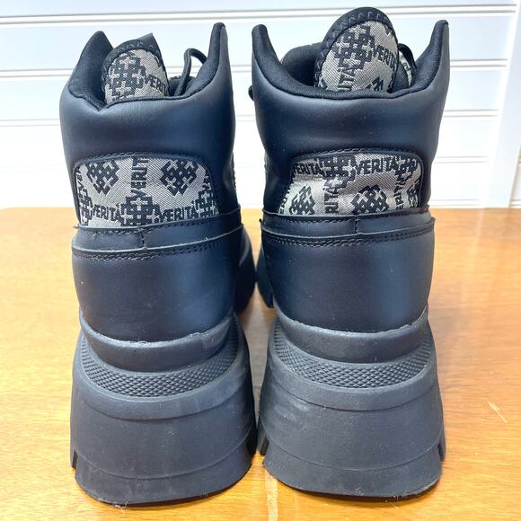 ASOS Design Men’s Chunky Sole Lace Up Boot in Monogram Print Size 9 Wide - Picture 6 of 14